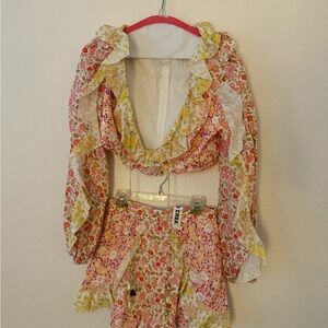 Zimmermann Floral Mini Dress - Pink and Yellow